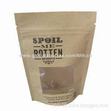 Kraft Paper Food Bag, Self-stand and Resealable